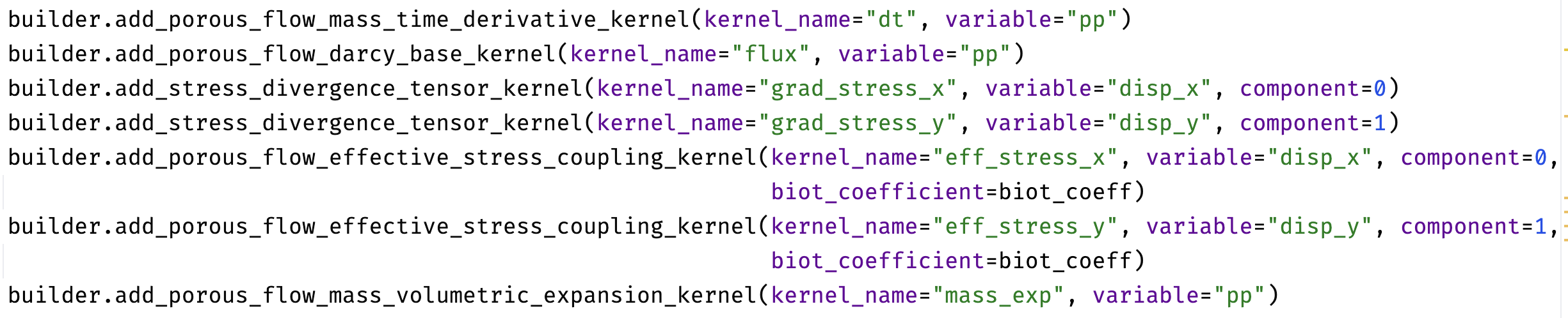 HMM kernels currently used in MOOSE