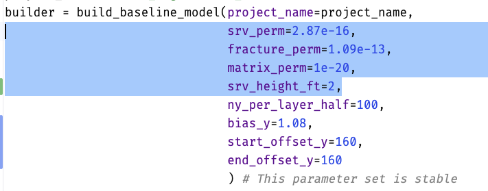 The parameter set